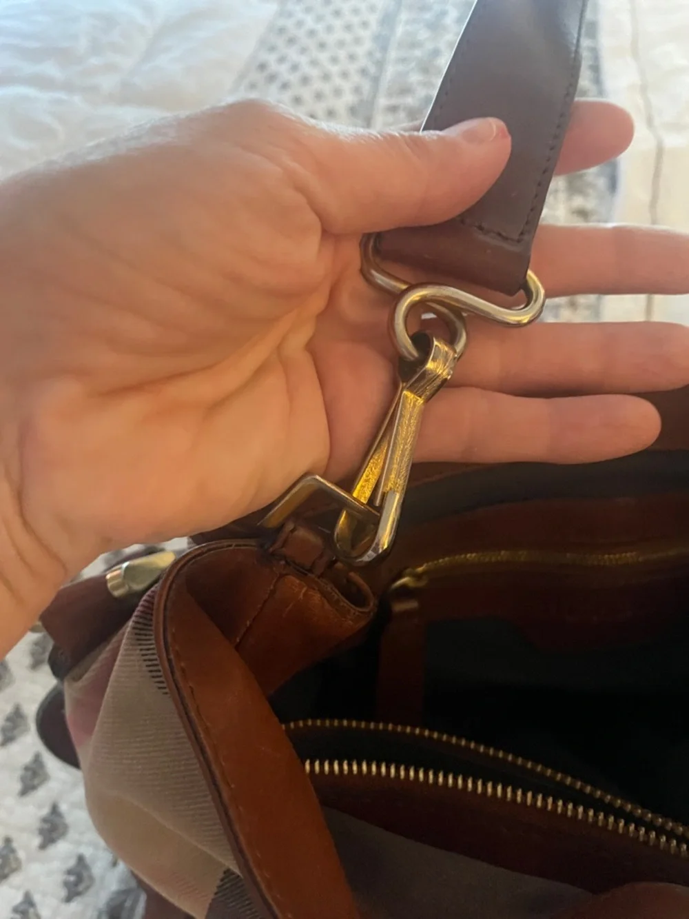Burberry Canvas Bucket Bag with Brown Leather Trim - Picture 8 of 12